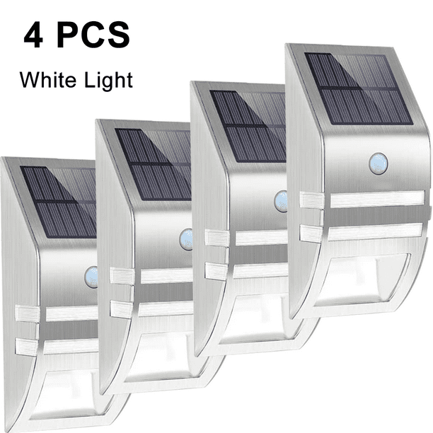 2//4pcs Stainless Solar Powered Outdoor LED Modern Wall Light Fence Door Garden
